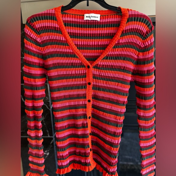 Molly Goddard Aara Horizontal Stripe Cardigan Size L Retail $380.00 - Picture 6 of 12
